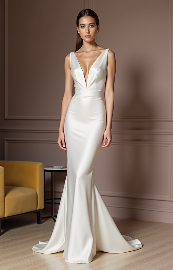 Glamorous White Mermaid Wedding Dress with a Satin Skirt for a Luxe Look backless New Satin white