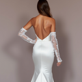 Elegant White Mermaid Wedding Gown with Beaded Embellishments for Extra Sparkle backless mesh New Satin white