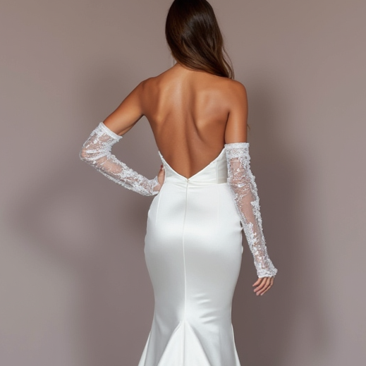 Elegant White Mermaid Wedding Gown with Beaded Embellishments for Extra Sparkle backless mesh New Satin white