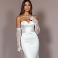 Elegant White Mermaid Wedding Gown with Beaded Embellishments for Extra Sparkle backless mesh New Satin white