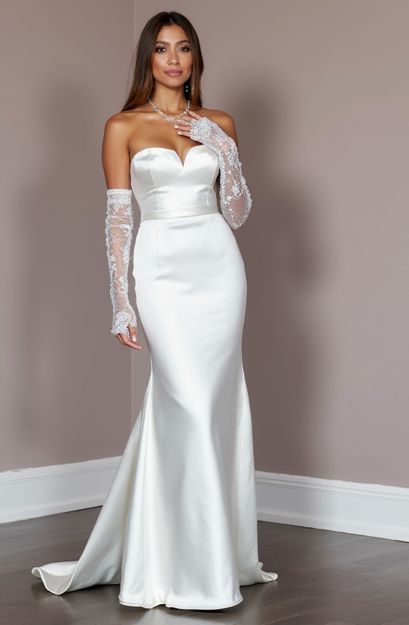 Elegant White Mermaid Wedding Gown with Beaded Embellishments for Extra Sparkle backless mesh New Satin white