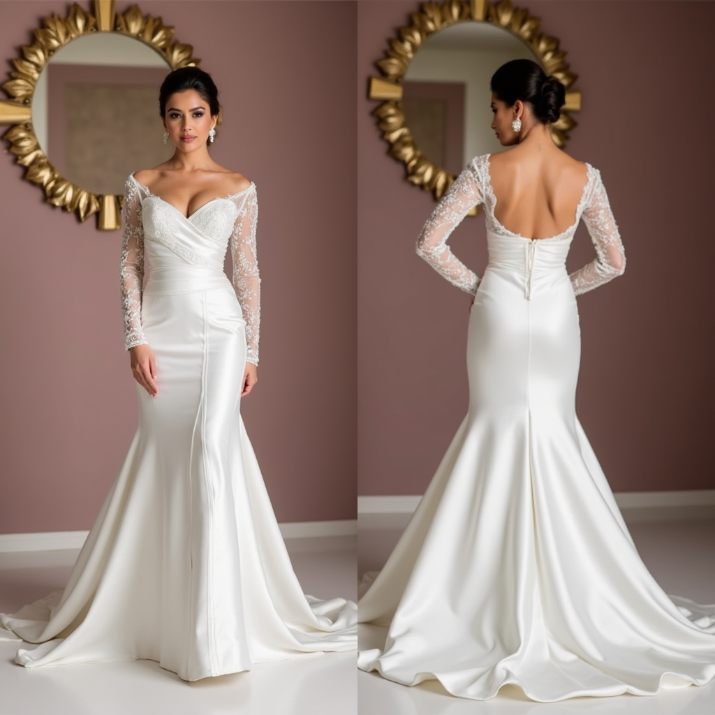 Timeless White Mermaid Wedding Dress with a Corset Back for a Secure Fit backless mesh New Satin white