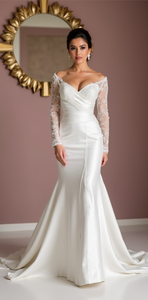 Timeless White Mermaid Wedding Dress with a Corset Back for a Secure Fit backless mesh New Satin white