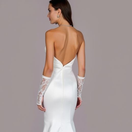 Timeless White Mermaid Wedding Dress with a Corset Back for a Secure Fit backless mesh New Satin white