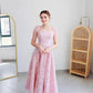 Pink Cap Sleeves Lace Princess Wedding Dresses Strapless A-line Flowers Evening Gowns Woman Elegant Formal Party Dresses