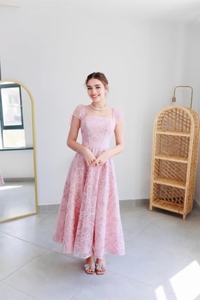 Pink Cap Sleeves Lace Princess Wedding Dresses Strapless A-line Flowers Evening Gowns Woman Elegant Formal Party Dresses