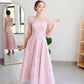 Pink Cap Sleeves Lace Princess Wedding Dresses Strapless A-line Flowers Evening Gowns Woman Elegant Formal Party Dresses