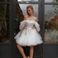 Short Wedding Dress with Flowing 3/4 Tulle Sleeves Vestido De Novia Bow Satin Court Train Mermaid Sleeves Modern Princess White Satin Bridal Gowns Mermaid