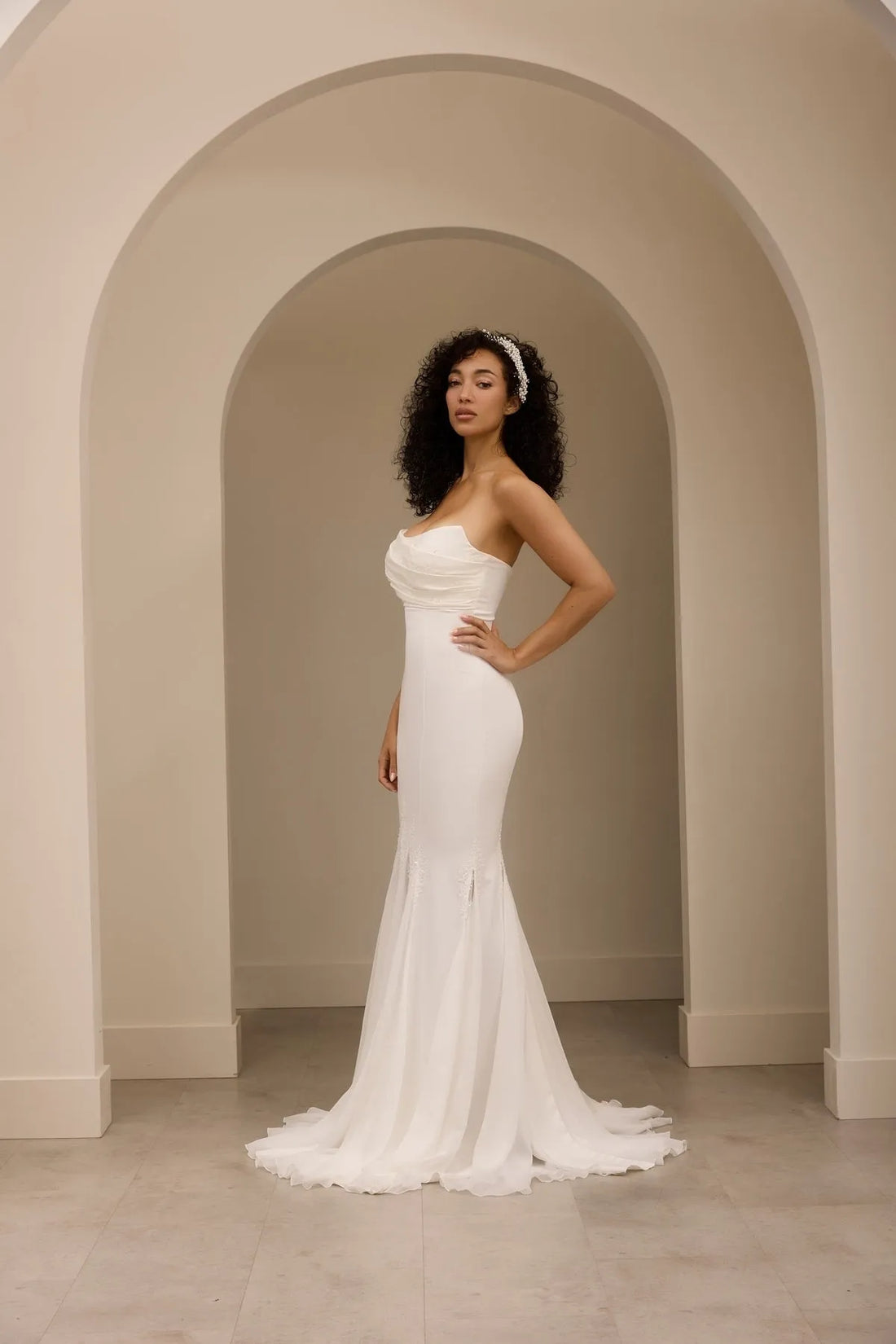 Wedding Dress For Bride Mermaid Satin For Bride Draped Strapless Custom Made Satin