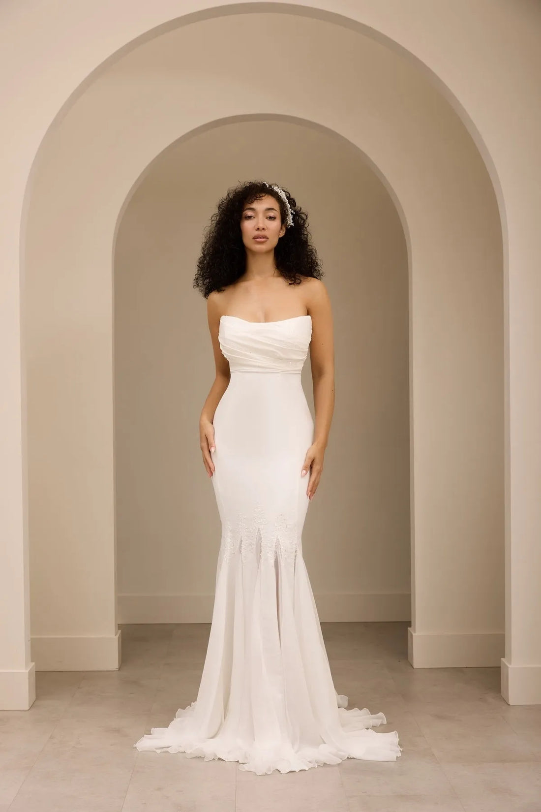 Wedding Dress For Bride Mermaid Satin For Bride Draped Strapless Custom Made Satin