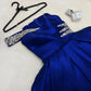 Sexy One Sleeve A-line فساتين مناسبة رسمية Sapphire Blue Thick Satin Prom Dress Sequins On Chest Vestidos De Noche