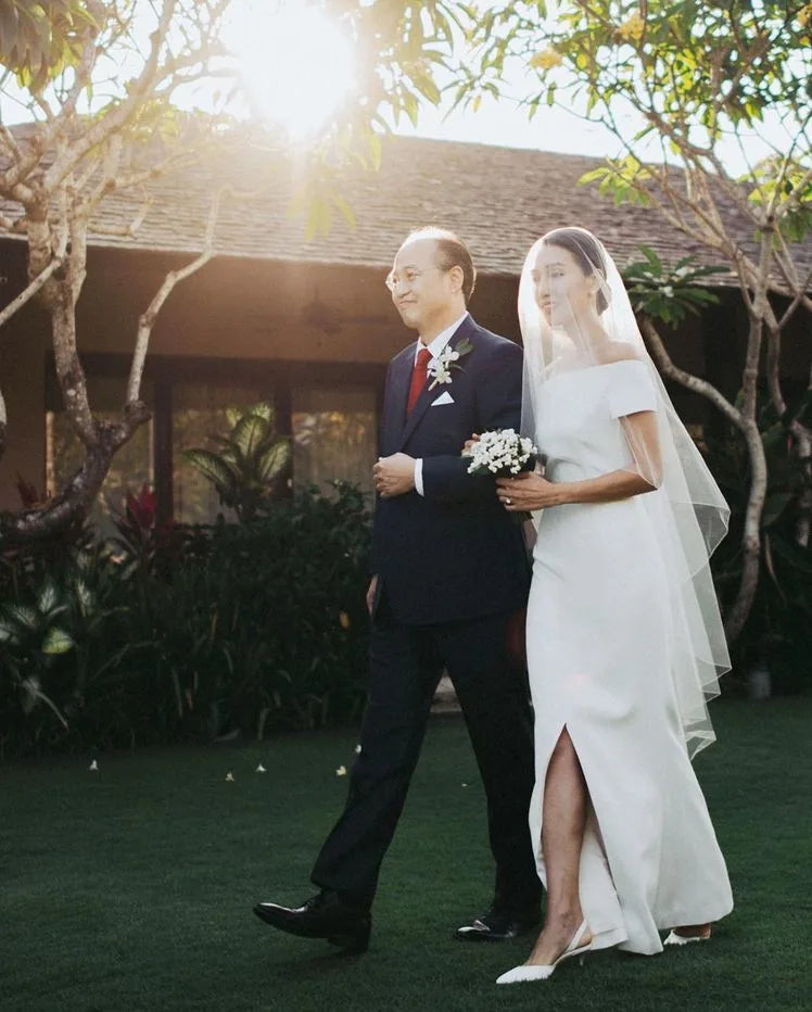 Robe de mariée de plage en Satin, sans bretelles, épaules dénudées, manches courtes, fente latérale, dos nu, robes de mairee Weddin