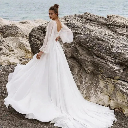 SOL BOHO Abiti da sposa Abito da sposa a V-Neck Abet A-Line A-Line Dimentica da ballo da sera con alte dimensioni