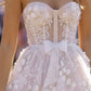 Pakaian Perkahwinan Puteri Renda Floral Pakaian Kekasih Bow A-Line Bride Buka Gaun Pengantin Panjang Long