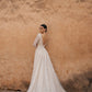 Elegant A-Line Wedding Dresses Deep V Neck Long Sleeves Bridals Party Gowns with Train Brides Evening Dresses for Women