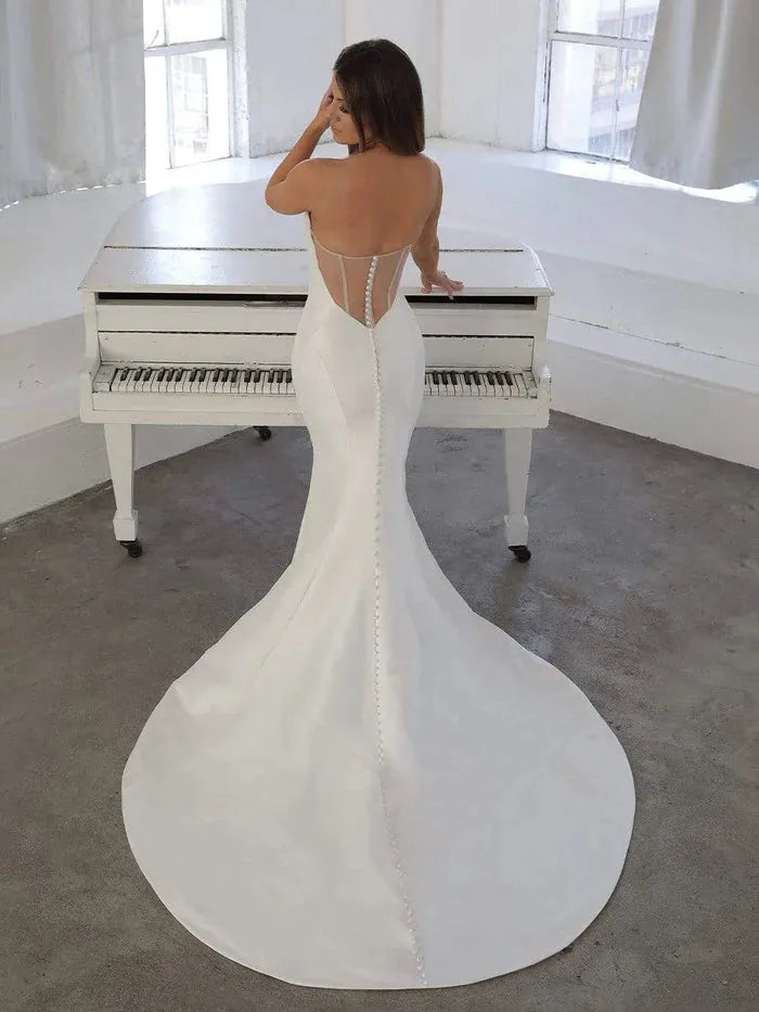 Simple Wedding Dress Sleeveless Sweetheart Mermaid Bridal gowns Stunning Customize To Measures Robe De Mariee Sleeveless White 14w