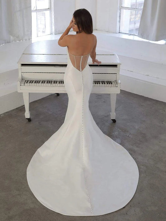 Robe De mariée sirène Simple, sans manches, en cœur, superbe, personnalisée aux mesures, Robe De mariée sans manches