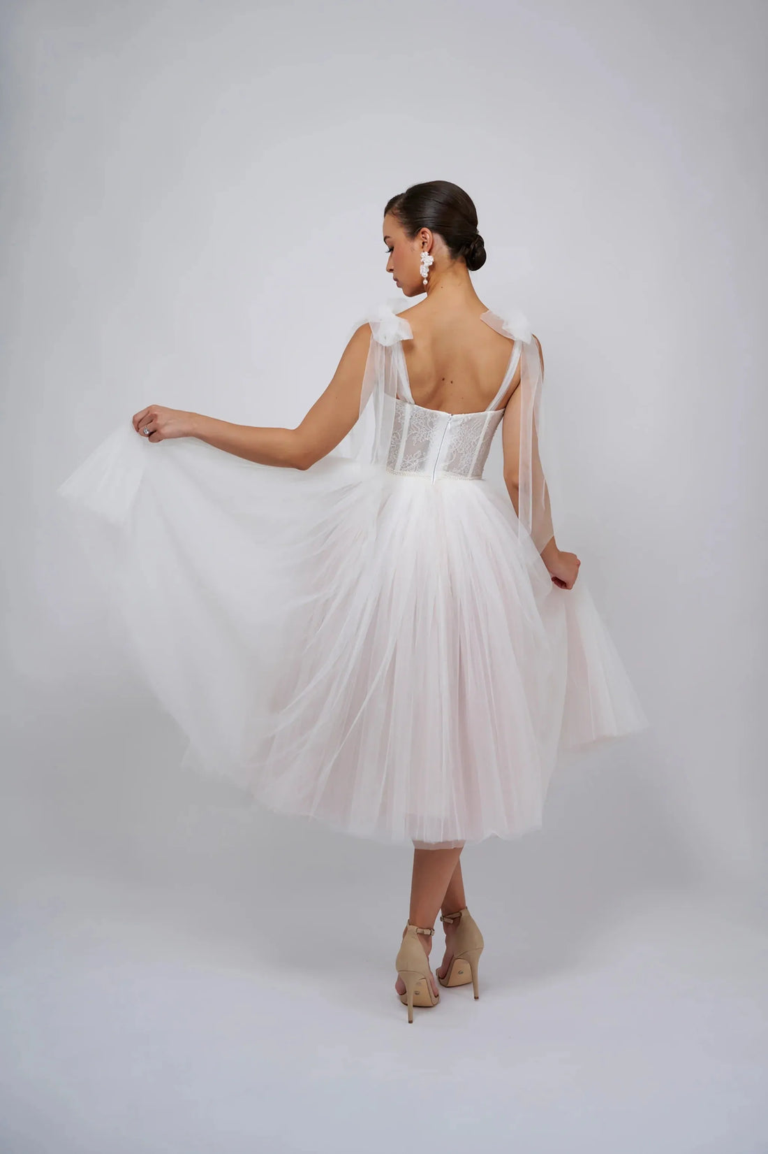 Adjustable tulle bow straps Wedding Dress Vestido De Novia Satin Skirt Bow Court Train Dress Bridal Gown Satin