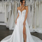 Illusion V-Neck Detail Wedding Dress Bridal Gown Skirt Vestido De Novia Bow Satin Court Train Dress