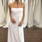 Simple Strapless Straight Neckline Wedding Dress Vestido De Novia Satin Skirt  Bow Court Train Dress  Bridal Gown