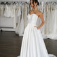 Reinforced Centre Back zipper Bridal Gown Skirt Wedding Dress Vestido De Novia Bow Satin Court Train Dress