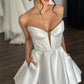 Bubble-Style Skirt Bridal Gown Dress Vestido De Novia Simple Skirt Wedding Dress Satin  Bow Court Train