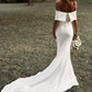 White Off Shoulder Wedding Dresses for Bride Women Mermaid Simple Boho Pleat Bridal Gowns Court Train vestidos de novia