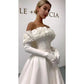 White Flower Lace Appliqued Prom Dresses Elegant Long Sleeves Tulle Wedding Dress Off the Shoulder vestidos prontos