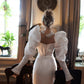 Short Wedding Dress with Long Puff Sleeves Mermaid Vestido De Novia White Satin Bridal Gowns Bow Satin Court Train Mermaid Sleeves Modern Princess