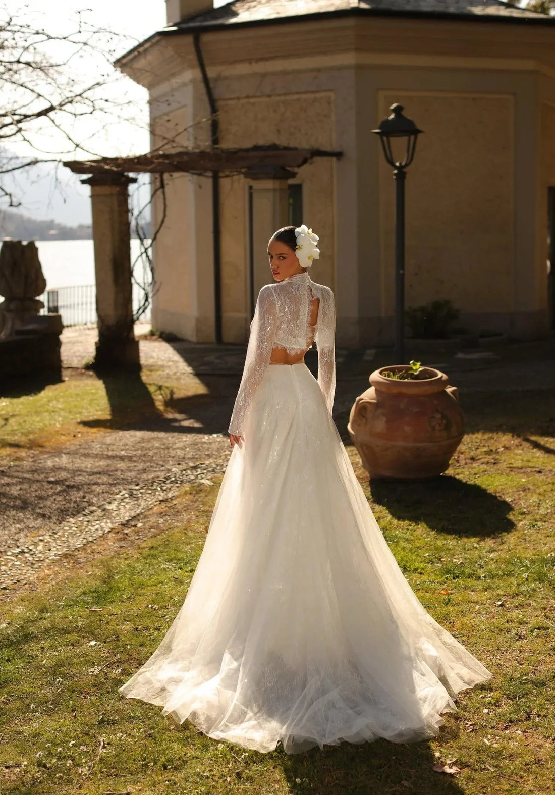 Classic A-line Wedding Gown for Women Tulle Sweetheart Backless Long Sleeve Vestidos De Novia Customised Satin