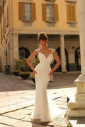 Classic Wedding Gown For Women Appliques Jewel Neck Cap Sleeve Illusion Vestidos De Novia Customised Satin
