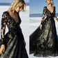 Sexy V-Neck Lace Appliqued Prom Dresses Elegant Long Sleeves Tulle Wedding Dress Chapel Train vestidos prontos Bridal Gown