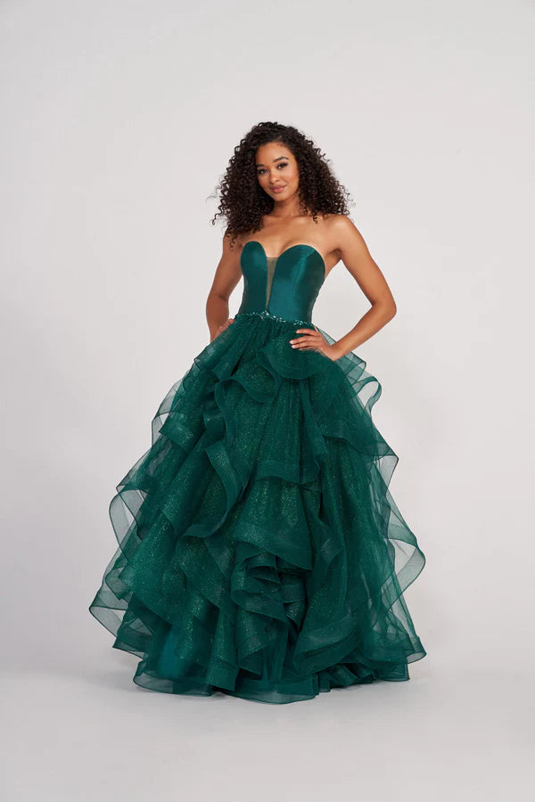 Elegant Dark Green Prom Dress Sexy Strapless Edge Curl Vestidos De Fiesta Luxury Side Split Eveing Dress