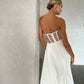 Ivory White Prom Dresses Off Shoulder Evening Dress Elegant Sleeveless Long Train Side Split Wedding vestidos de fiesta