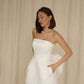 Simple Strapless Mini Above Knee Short Wedding Dress With Detachable Big Bow Elegant Back up Bridal Gown Robe De Mariee