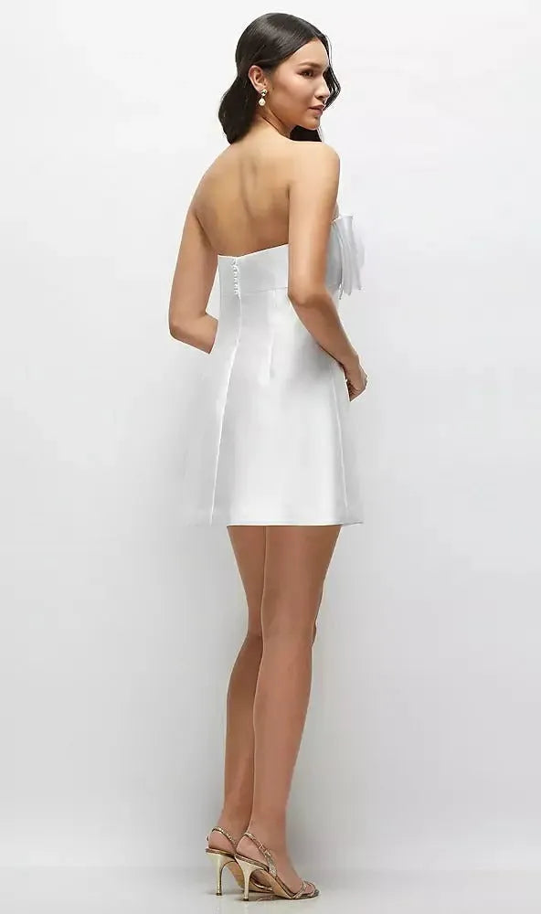 Super Cute Little White Dress Satin Vestido De Novia Court Train Bow Bridal Gown Wedding Dress Skirt Dress Satin