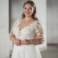 Jeheth Civil Plus Size Brautkleider für Frau Illusion Rücken Spitzen Applikationen Brautkleider Klassische A-Line Tulle Vestidos de Novia