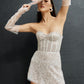 Glitter Short Wedding Party Dresses Sweetheart Shiny Bride Dress after Wedding Detachable Sleeves Prom Gowns for Women