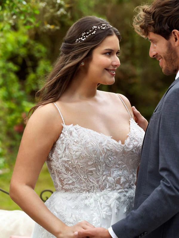 Robe De mariée trapèze élégante, grande taille, dos ouvert, dentelle, blanc, chérie, Tulle, robes De mariée avec traîne De balayage 