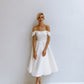 Off-the-Shoulder A-Line Short Wedding Dress with Zipper Back Vestido De Novia Mermaid Court Train White Satin Sleeves Bridal Gowns Princess Modern