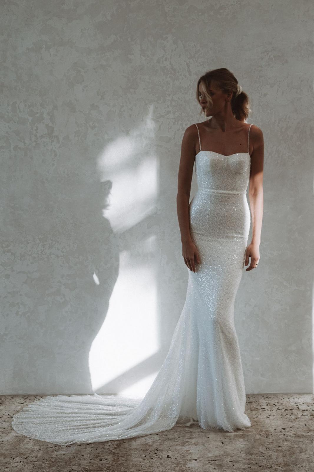 Simple Sequin Lace Mermaid Wedding Dresses Sweetheart Spaghetti Straps Fit and Flare Bridal Gowns Trumpet Bride Dresses