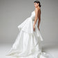 Structured and Boned Corset Bodice Wedding Dress Vestido De Novia Bridal Gown Skirt Bow Satin Court Train Dress