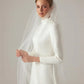 Muslim Fashion High Collar Ivory A-line Wedding Dresses Draped Pleat Flowers Belt Satin Bride Gown Floor Length robe de mariée