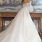 Sparkling Tulle Princess Wedding Dresses Puff Sleeves Off Shoulder Boned Bride Dresses Long Train Backless Wedding Gowns