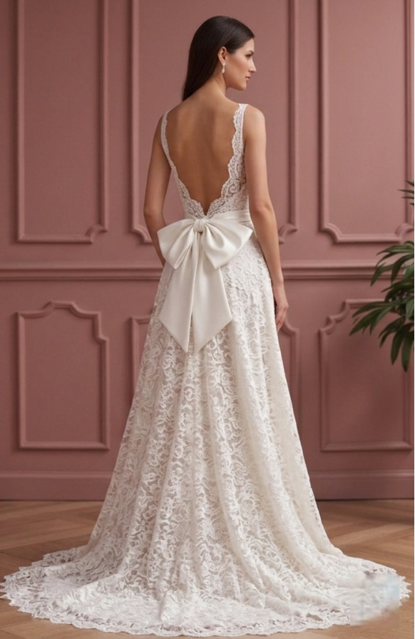 The Wedding Dress Lace Corset Gown with Statement Bow