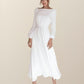 Simple Square Short Wedding Dresses Long Sleeves Ankle-Length A-Line Bride Dresses Pleated Wedding Gowns with Pockets