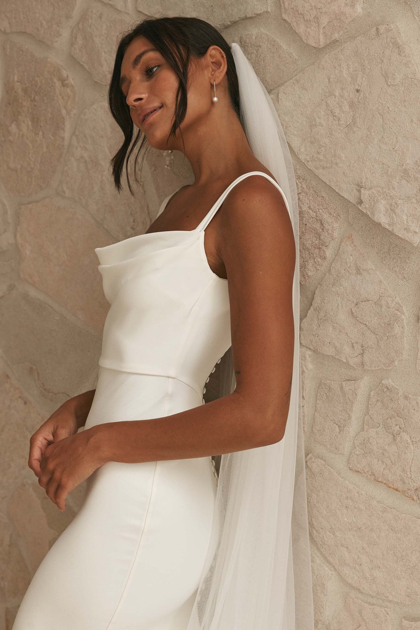 Vestido de noiva branco de sereia de cetim elegante para mulher de colarinho quadrado de colarinho de colar