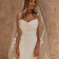 Elegant Satin Mermaid White Wedding Dress For Woman Square Collar Spaghetti Straps Bride Gown Illusion Backless With Button Robe