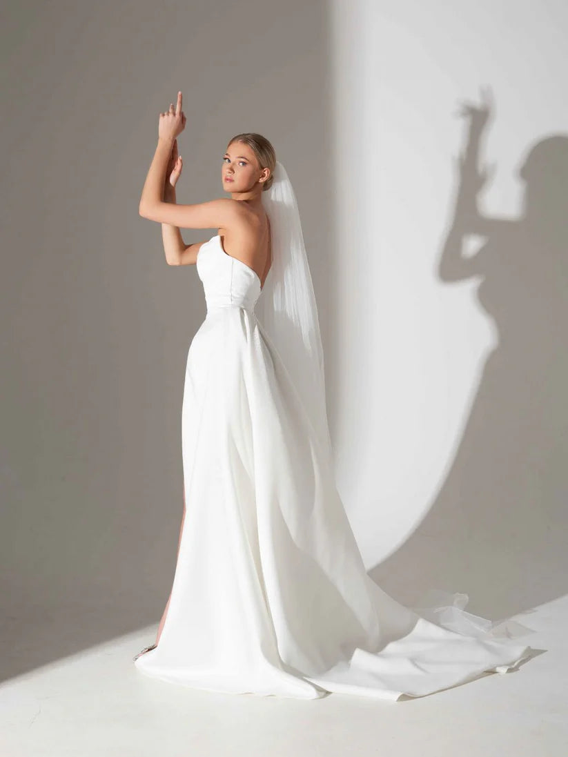 Abito da sposa in raso più dimensioni Simple Vestido de Noiva laterale diviso abiti da sposa eleganti