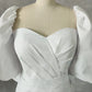 Sayang puff lengan lipatan gaun pengantin pendek sarung busur di atas lutut mini gaun pengantin custom dibuat